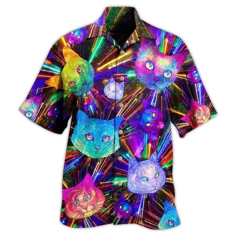 Cat Hawaiian Shirt For Summer, Cat Space Evolution Stunning Aloha Shirts, Best Colorful Cat Hawaiian Shirts For Men Women, Friend, Team, Cat Lovers