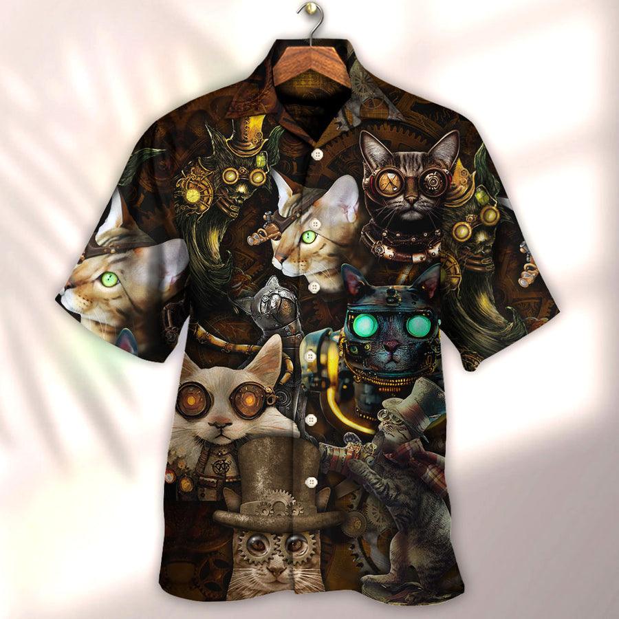 Cat Hawaiian Shirt For Summer, Cat Steampunk Art Steal Heart Aloha Shirts, Best Colorful Cool Cat Hawaiian Shirts Outfit For Men Women, Friend, Cat Lovers - Image 2