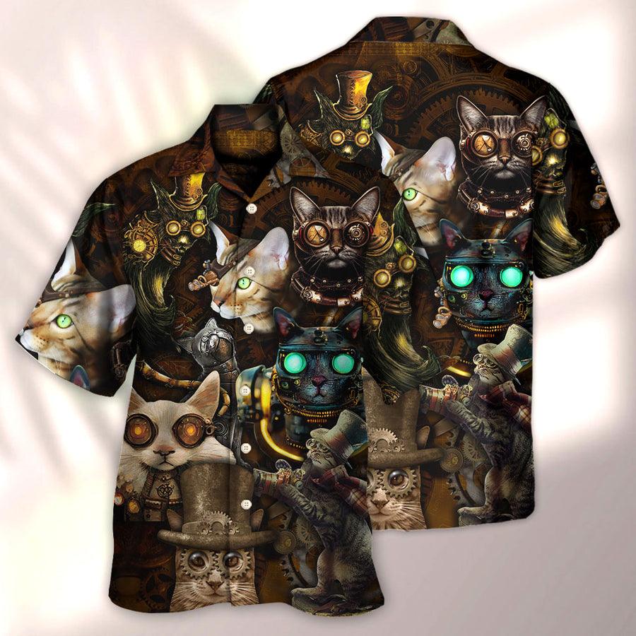 Cat Hawaiian Shirt For Summer, Cat Steampunk Art Steal Heart Aloha Shirts, Best Colorful Cool Cat Hawaiian Shirts Outfit For Men Women, Friend, Cat Lovers - Image 3