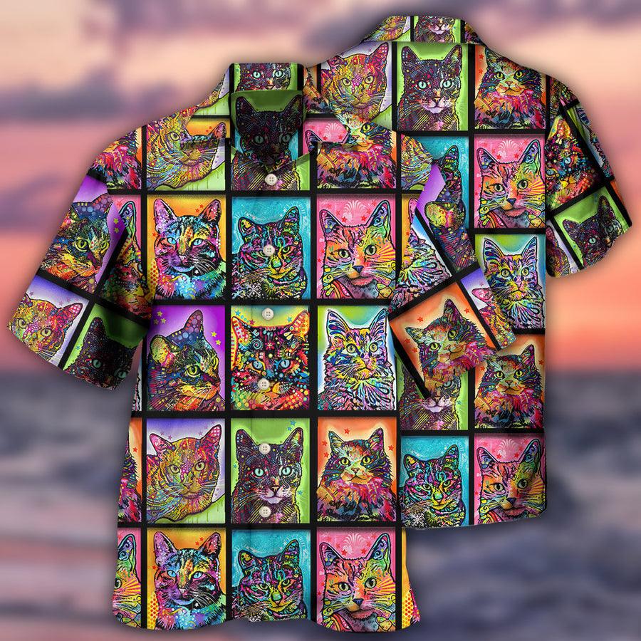 Cat Hawaiian Shirt For Summer, Cat Sykel Crazy For Cats Kitty, Best Colorful Cool Cat Hawaiian Shirts Outfit For Men Women, Friend, Team, Cat Lovers - Image 2