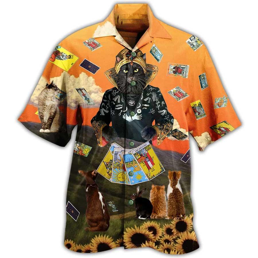 Cat Hawaiian Shirt For Summer, Cat Tarot Cool Style Aloha Shirt, Best Colorful Cat Hawaiian Shirts Outfit For Men Women, Friend, Team, Cat Lovers
