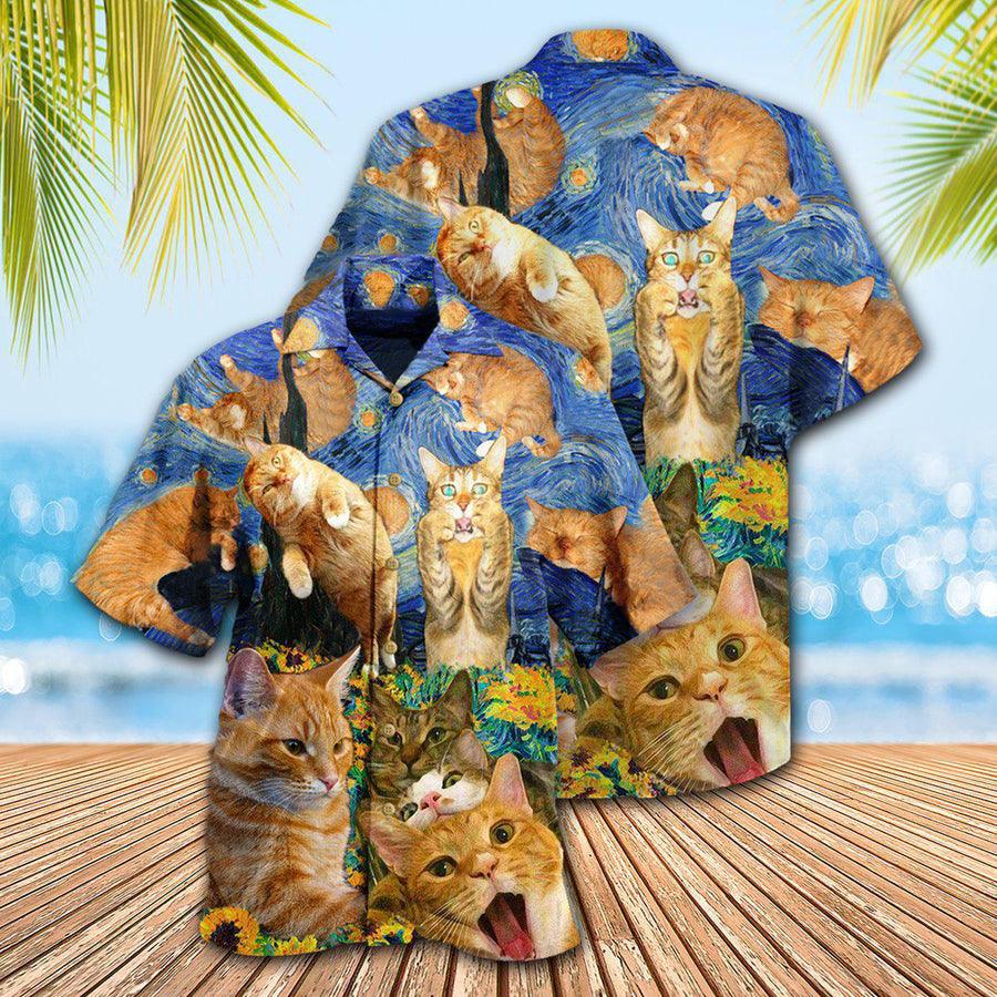 Cat Hawaiian Shirt For Summer, Cat The Sight Of Stars Aloha Shirts, Best Cat Hawaiian Shirts Outfit For Men Women, Friend, Team, Cat Lovers - Image 2
