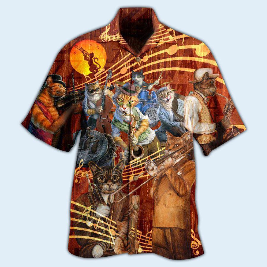 Cat Hawaiian Shirt For Summer, Cat To Be A Jazz Aloha Shirts, Funny Colorful Cool Cat Hawaiian Shirts Outfit For Men Women, Friend, Team, Cat Lovers - Image 2