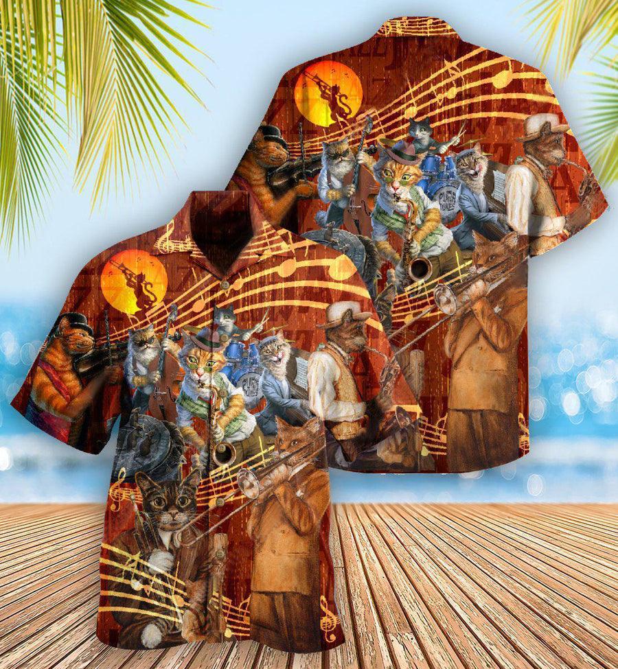 Cat Hawaiian Shirt For Summer, Cat To Be A Jazz Aloha Shirts, Funny Colorful Cool Cat Hawaiian Shirts Outfit For Men Women, Friend, Team, Cat Lovers - Image 3