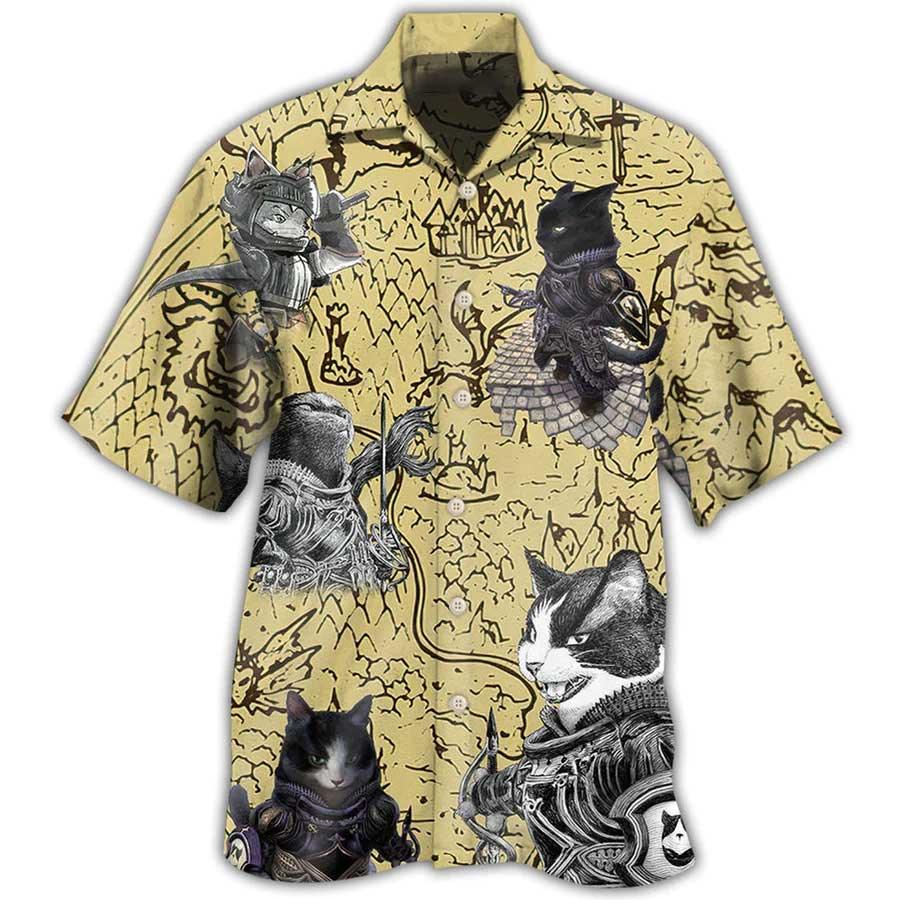 Cat Hawaiian Shirt For Summer, Cat Warrior Strong Aloha Shirts, Best Colorful Cool Cat Hawaiian Shirts Outfit For Men Women, Friend, Team, Cat Lovers