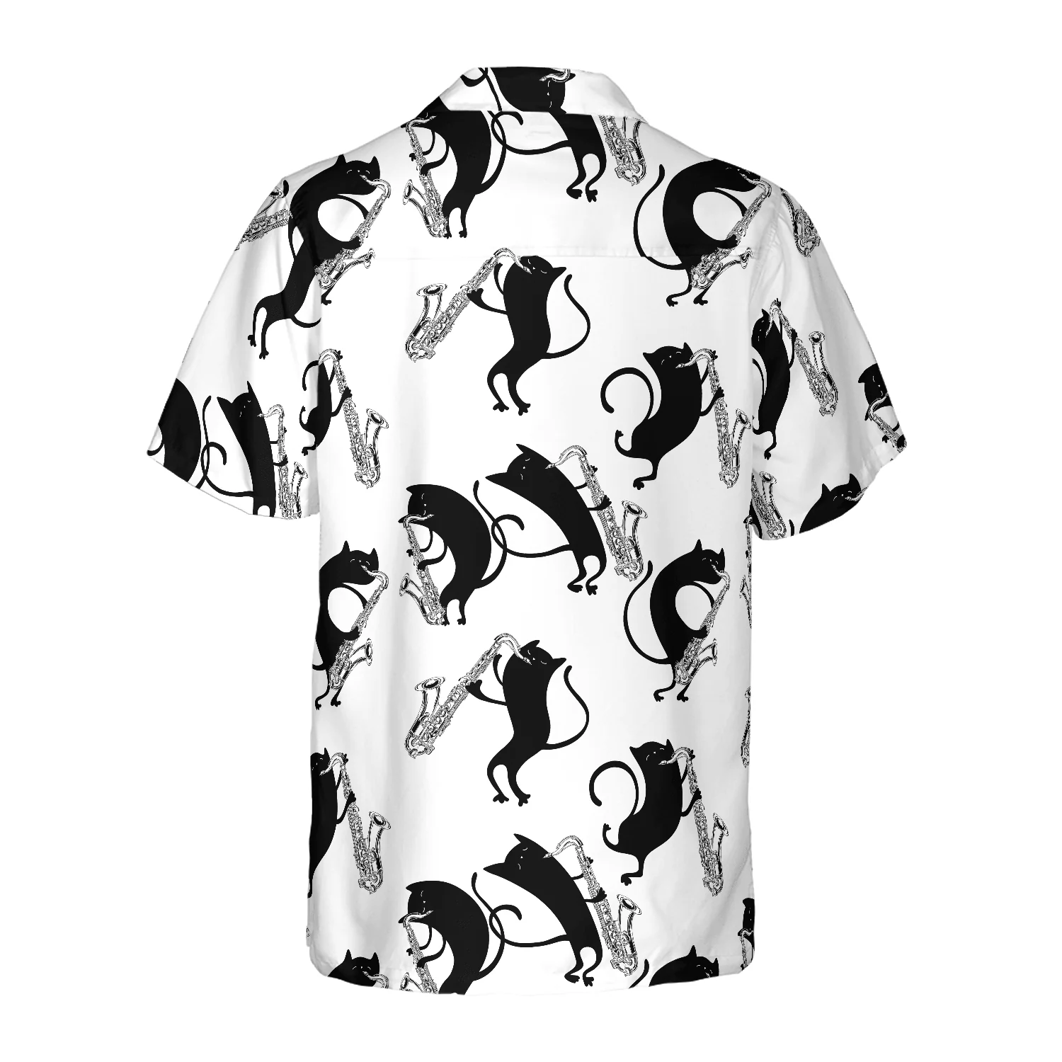 Cat Hawaiian Shirt For Summer, Cats Play Saxophone Aloha Shirts, Colorful Shirt For Men Women, Perfect Gift For Friend, Team, Family, Cat Lovers, Saxophone Lover - Image 2
