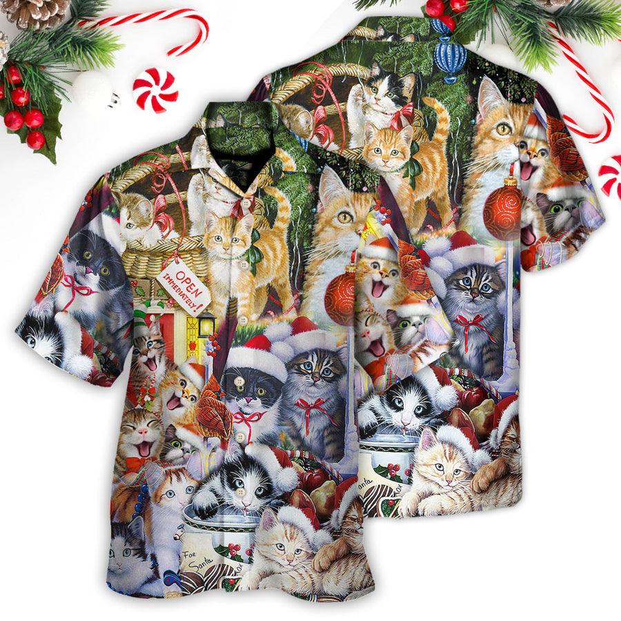 Cat Hawaiian Shirt For Summer, Christmas Cat Love Xmas Aloha Shirts, Best Colorful Cool Cat Hawaiian Shirts Outfit For Men Women, Friend, Team, Cat Lovers - Image 2