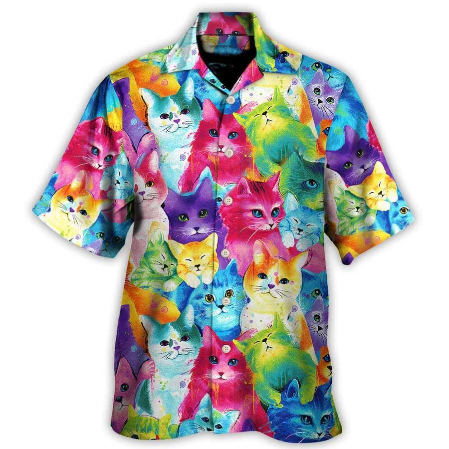 Cat Hawaiian Shirt For Summer, Colorful Little Cute Kitten Happy Life, Best Cool Cat Hawaiian Shirts Outfit For Men Women, Friend, Cat Lover