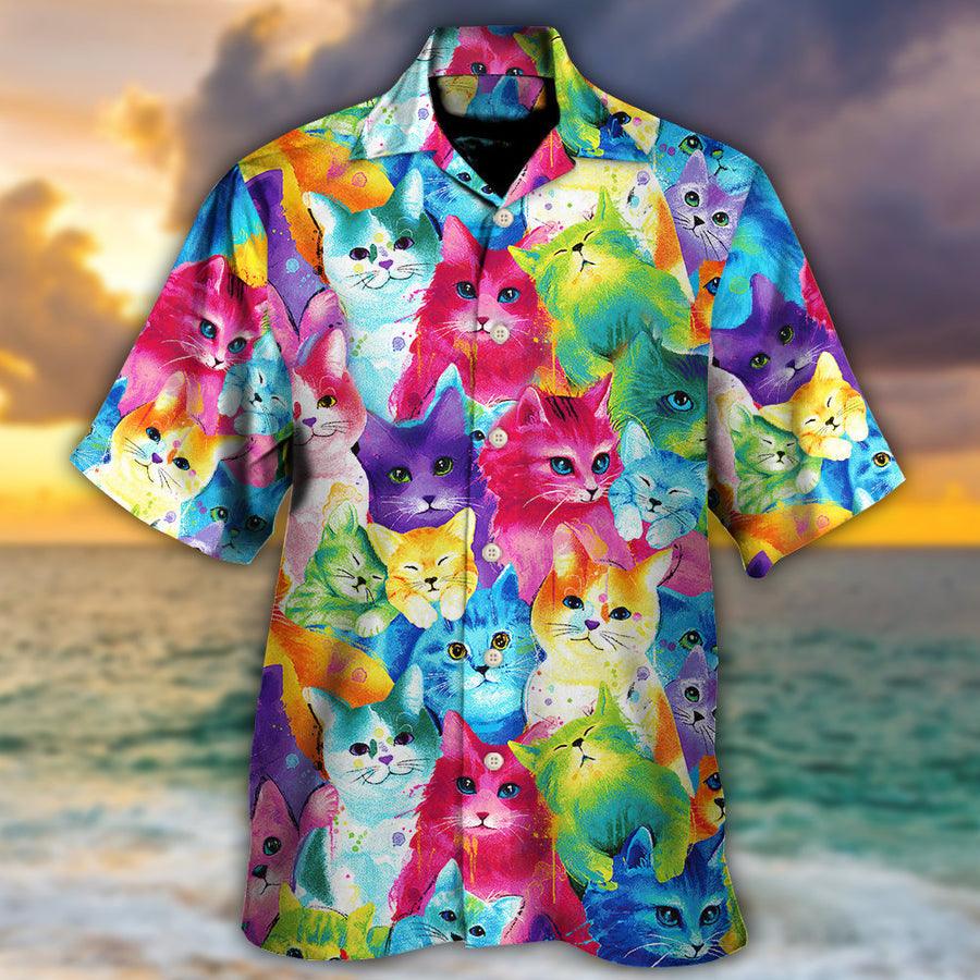 Cat Hawaiian Shirt For Summer, Colorful Little Cute Kitten Happy Life, Best Cool Cat Hawaiian Shirts Outfit For Men Women, Friend, Cat Lover - Image 2