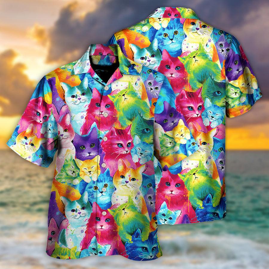 Cat Hawaiian Shirt For Summer, Colorful Little Cute Kitten Happy Life, Best Cool Cat Hawaiian Shirts Outfit For Men Women, Friend, Cat Lover - Image 3