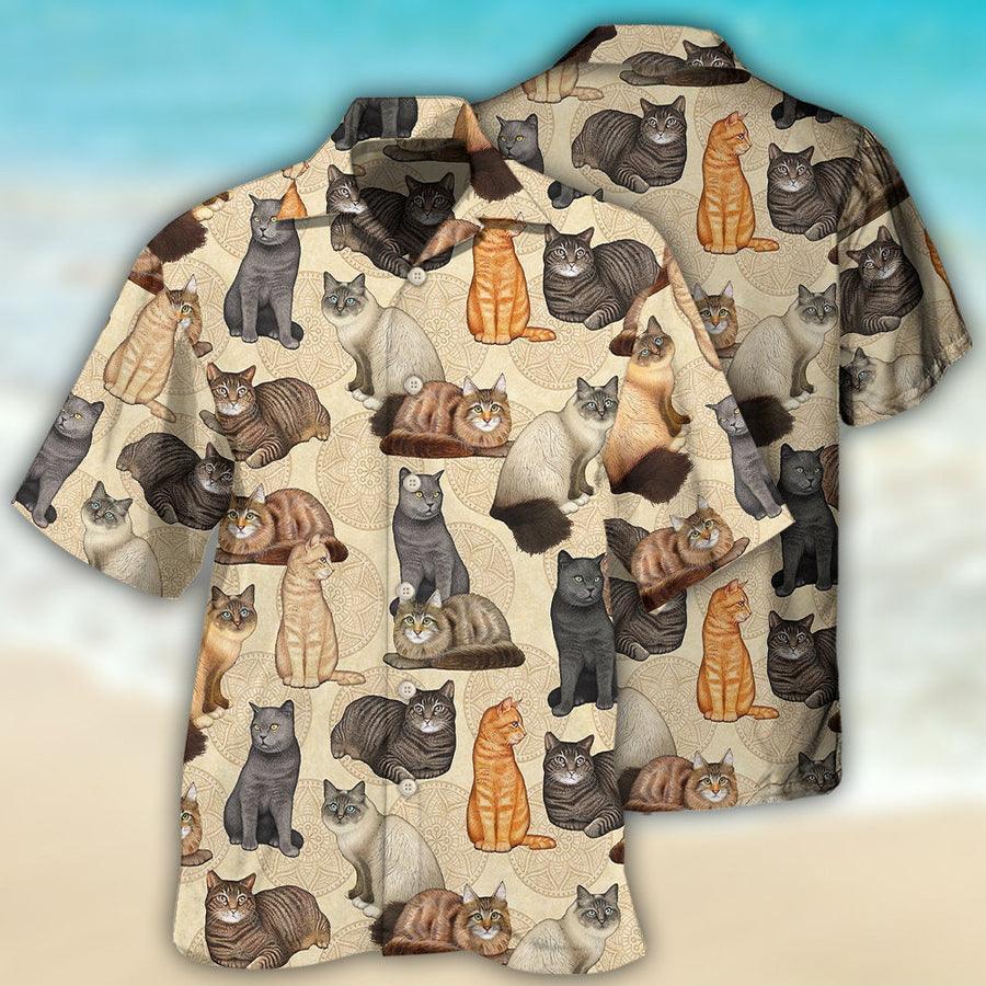 Cat Hawaiian Shirt For Summer, Cute Cat Aloha Shirts - Best Colorful Cool Cat Hawaiian Shirts Outfit For Men Women, Friend, Team, Cat Lovers - Image 2