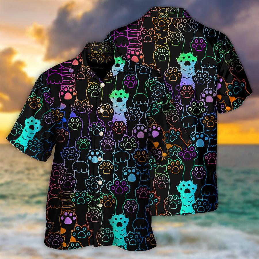 Cat Hawaiian Shirt For Summer, Cute Cat Little Paw, Best Colorful Cool Cat Hawaiian Shirts Outfit For Men Women, Friend, Team, Cat Lovers - Image 3