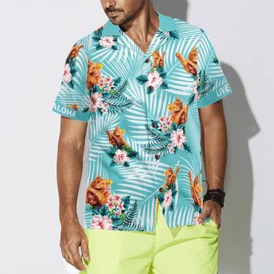 Cat Hawaiian Shirt, Tropical Leaves Aloha Shirt For Men - Perfect Gift For Men, Cat Lovers, Husband, Boyfriend, Friend, Family - Image 5