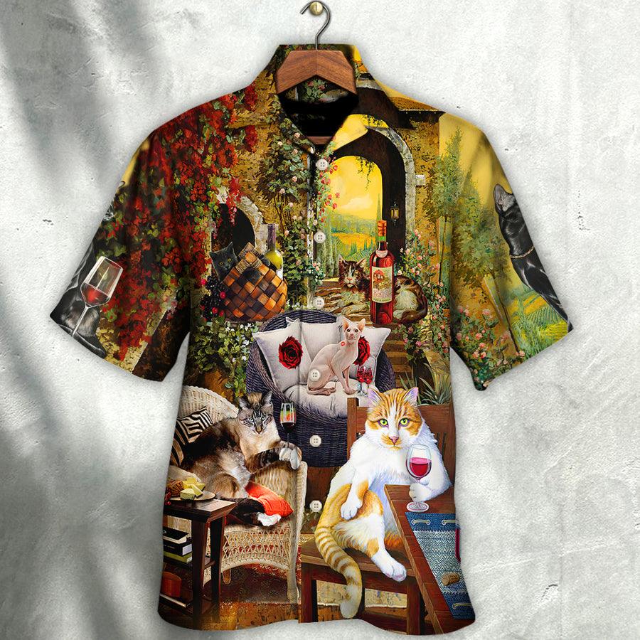 Cat Hawaiian Shirts For Summer, Cat Drink Wine And Judge - Perfect Gift For Men Women, Friend, Team, Cat Lovers - Image 2