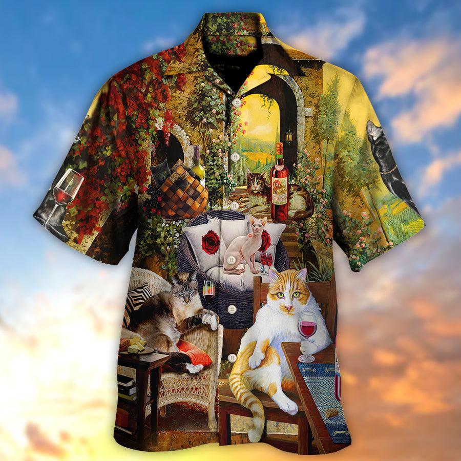 Cat Hawaiian Shirts For Summer, Cat Drink Wine And Judge - Perfect Gift For Men Women, Friend, Team, Cat Lovers - Image 3
