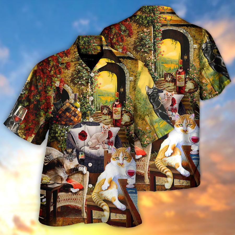 Cat Hawaiian Shirts For Summer, Cat Drink Wine And Judge - Perfect Gift For Men Women, Friend, Team, Cat Lovers - Image 4