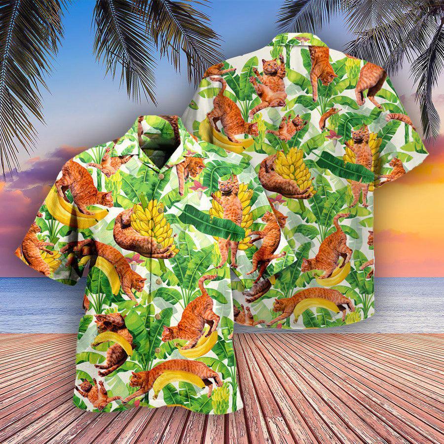 Cat Hawaiian Shirts For Summer, Cat Funny And Jumping Bananas - Best Colorful Cat Hawaiian Shirts Outfit For Men Women, Friend, Team, Cat Lovers - Image 2