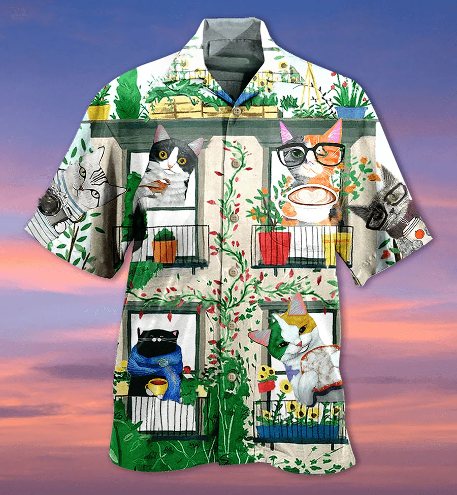 Cat Hawaiian Shirts For Summer, Cat Good Morning Fresh Aloha Shirt, Best Colorful Cat Hawaiian Shirts Outfit For Men Women, Friend, Team, Cat Lovers - Image 2