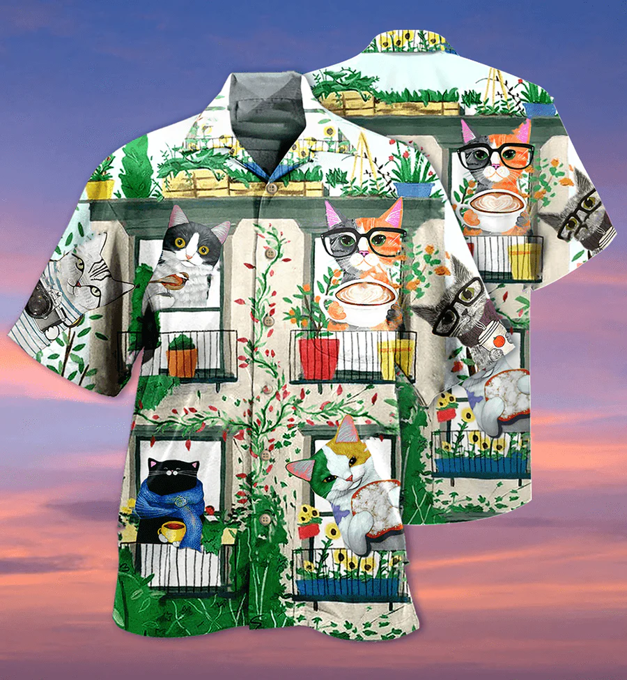 Cat Hawaiian Shirts For Summer, Cat Good Morning Fresh Aloha Shirt, Best Colorful Cat Hawaiian Shirts Outfit For Men Women, Friend, Team, Cat Lovers - Image 3