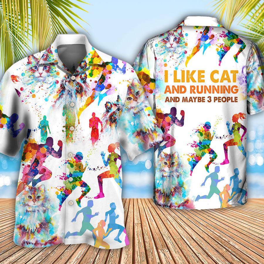 Cat Hawaiian Shirts For Summer, Cat I Like Cat And Running Aloha Shirts - Best Gift For Men Women, Friend, Team, Cat Lovers - Image 3