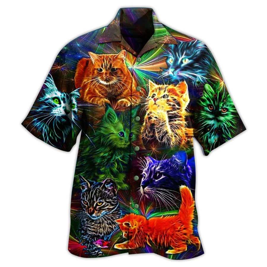Cat Hawaiian Shirts For Summer, Cat In My Dream I'm So Happy Aloha Shirts - Best Colorful Cool Cat Hawaiian Shirts Outfit For Men Women, Friend, Team, Cat Lovers