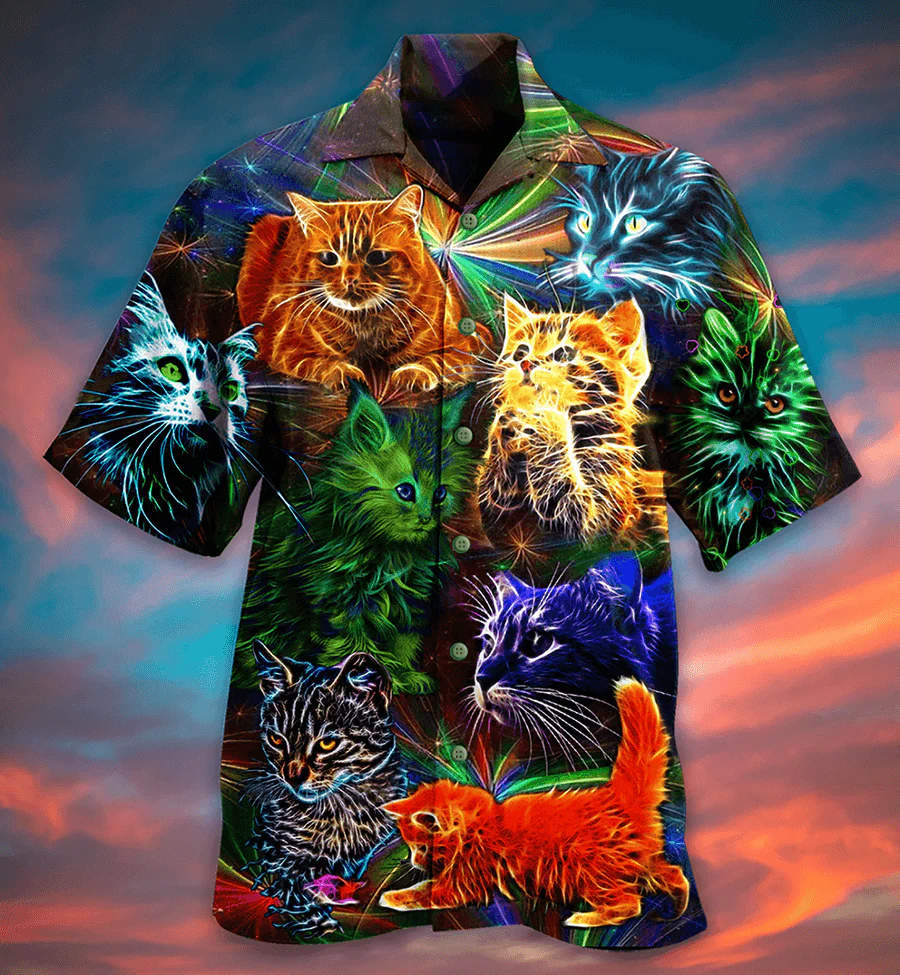 Cat Hawaiian Shirts For Summer, Cat In My Dream I'm So Happy Aloha Shirts - Best Colorful Cool Cat Hawaiian Shirts Outfit For Men Women, Friend, Team, Cat Lovers - Image 2
