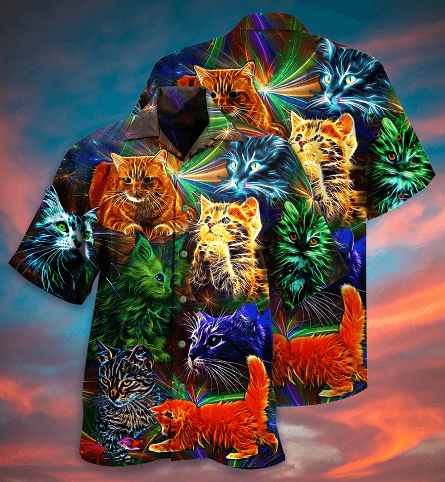 Cat Hawaiian Shirts For Summer, Cat In My Dream I'm So Happy Aloha Shirts - Best Colorful Cool Cat Hawaiian Shirts Outfit For Men Women, Friend, Team, Cat Lovers - Image 3