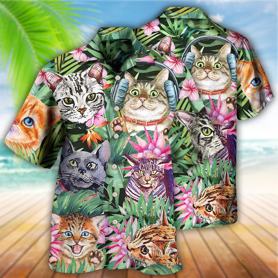 Cat Hawaiian Shirts For Summer, Cat Tropical Floral Aloha Shirts - Best Colorful Cool Cat Hawaiian Shirts Outfit For Men Women, Friend, Team, Cat Lovers - Image 2