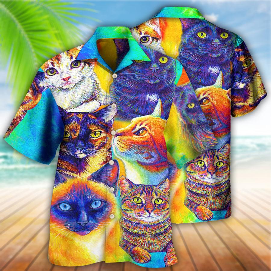 Cat Hawaiian Shirts For Summer, Colorful Cat Aloha Shirts, Best Cool Cat Hawaiian Shirts Outfit For Men Women, Friend, Team, Cat Lovers - Image 2