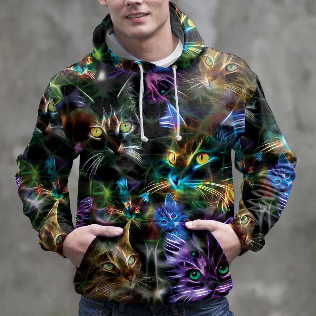 Cat Neon Awesome Pullover Premium Hoodie, Perfect Outfit For Men And Women On Christmas New Year Autumn Winter