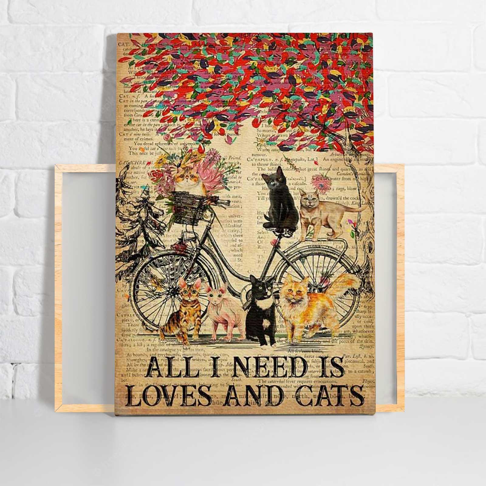 Cat Portrait Canvas - All I Need Is Love And Cats Canvas - Perfect Gift For Cat Lover, Friend, Family - Image 2