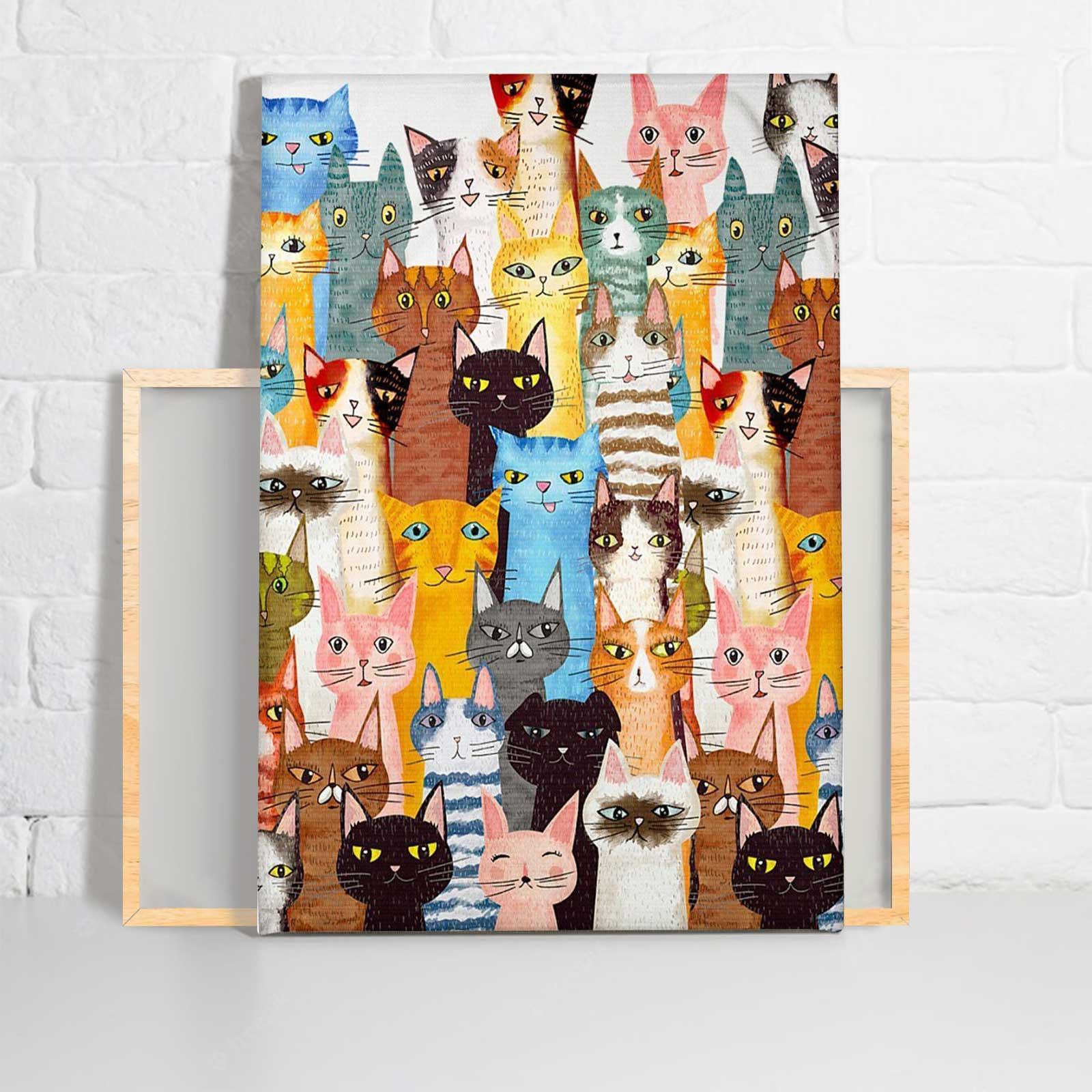 Cat Portrait Canvas - Colorful Cat Abstract Canvas - Perfect Gift For Cat Lover, Friend, Family