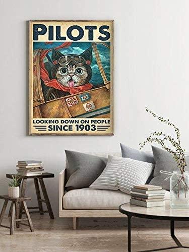 Cat Portrait Canvas - Pilots Looking Down On People Since 1903 Canvas - Perfect Gift For Cat Lover, Friend, Family