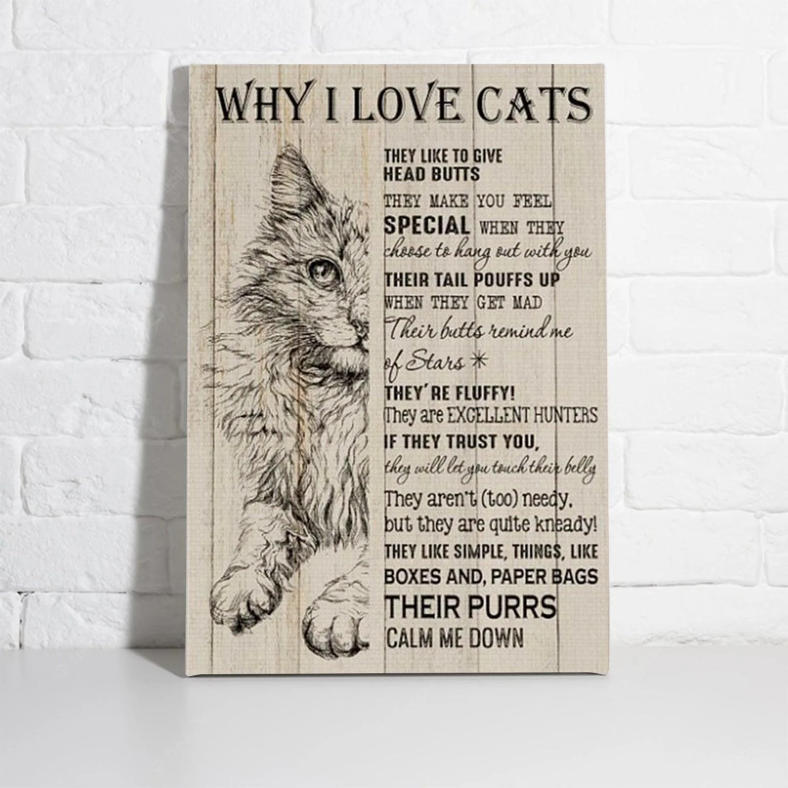 Cat Portrait Canvas - Why I Love Cats Their Purrs Calm Me Down Canvas - Perfect Gift For Cat Lover, Friend, Family - Image 2