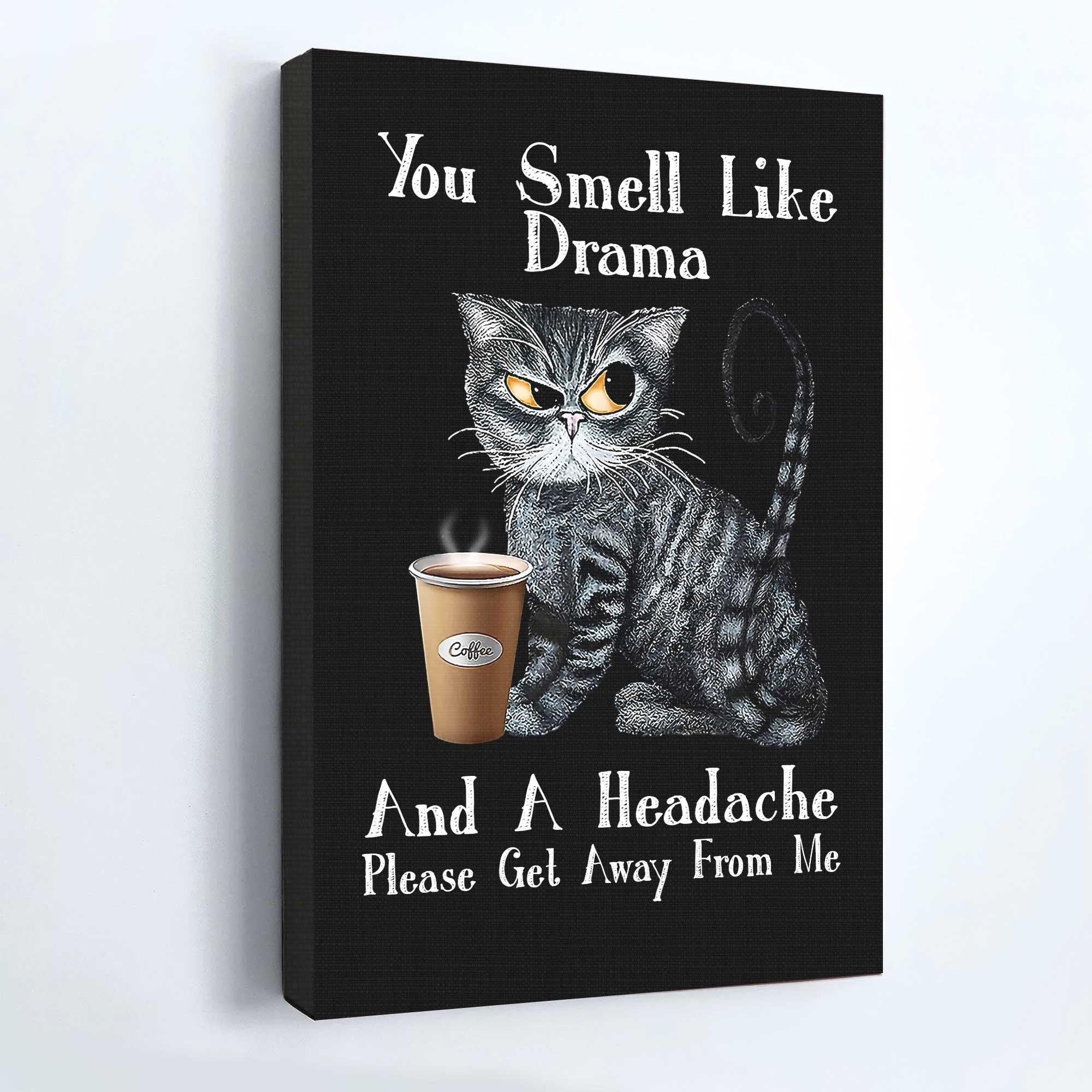 Cat Portrait Canvas - You Smell Like Drama And A Headache, Please Get Away From Me Canvas - Perfect Gift For Cat Lover, Friend, Family - Image 2