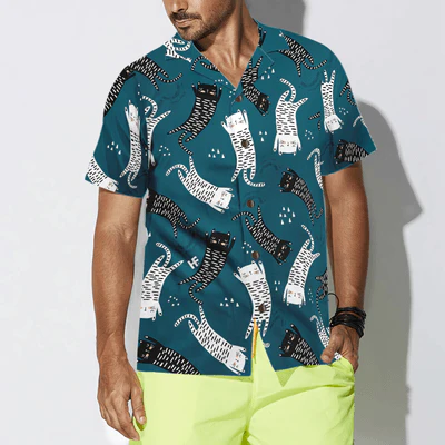 Cat Seamless Pattern Hawaiian Shirt, Funny Cat Shirt For Men - Perfect Gift For Men, Cat Lovers, Husband, Boyfriend, Friend, Family - Image 5