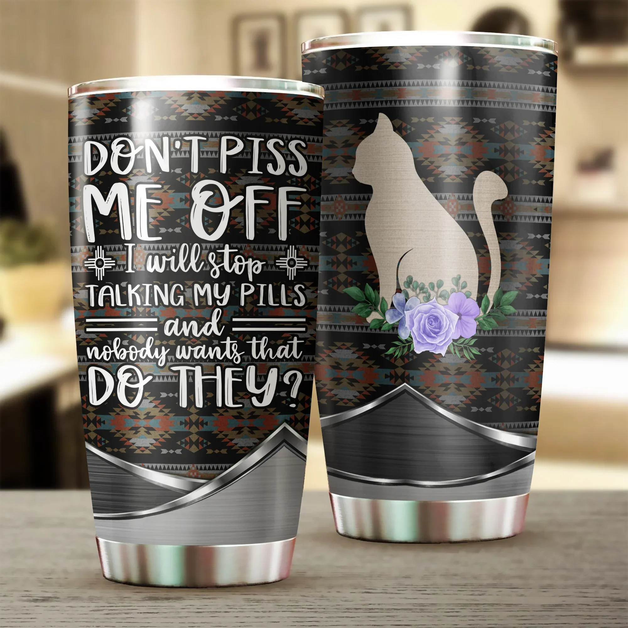 Cat Tumbler, Gift for Cat Lovers, Cat Mom Dad, Mother's Day, Couples, Husband, Wife, Parents, Lovers, Don't Piss Me Off