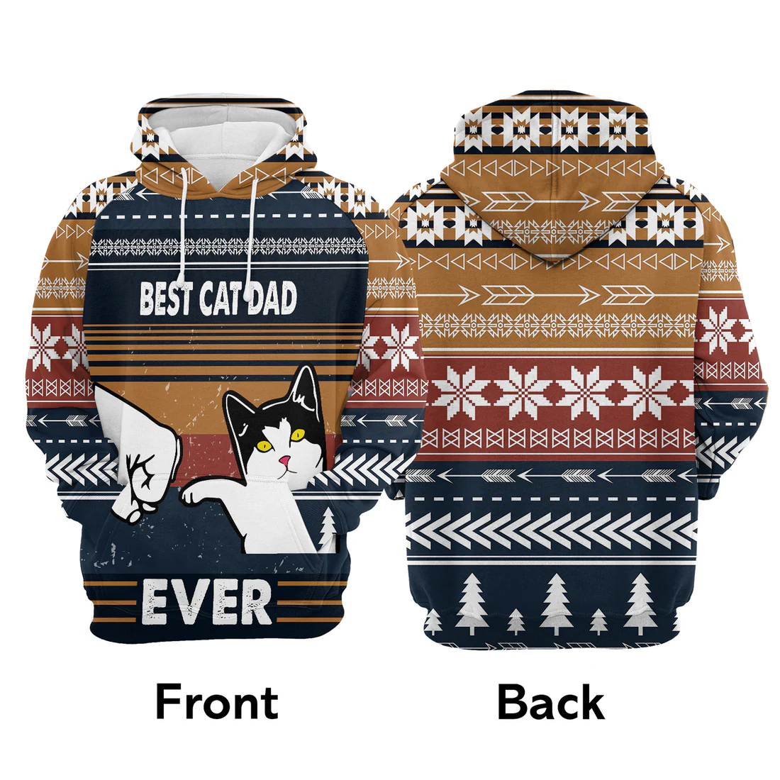 Cat Xmas Premium Christmas Hoodie, Best Cat Dad Ever Unisex Hoodie For Men & Women - Perfect Gift For Christmas, Cat Lovers - Image 3