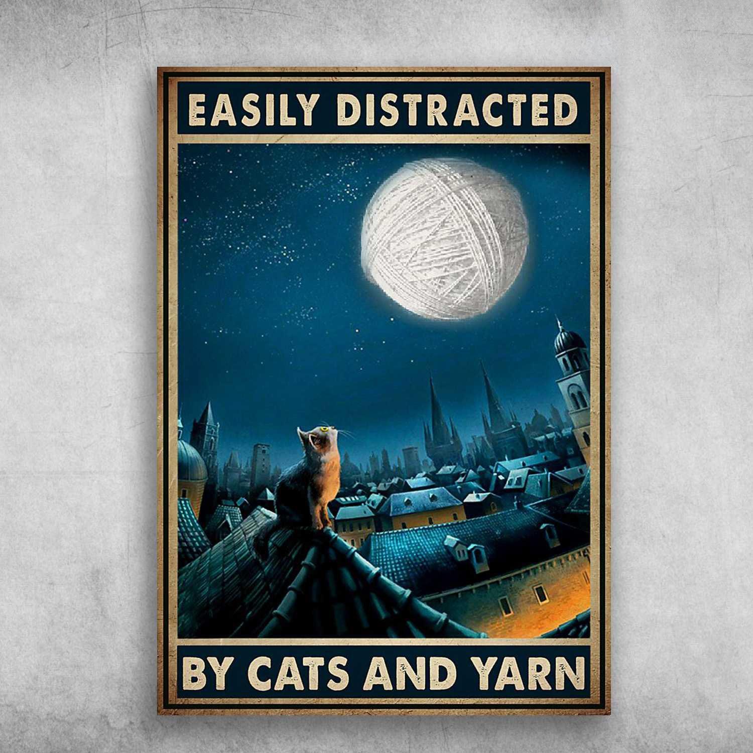Cats And Yarn Portrait Canvas - Easily Distracted By Cats And Yarn, Funny Cat Portrait Canvas - Gift For Family, Friends, Cat Lovers - Image 2