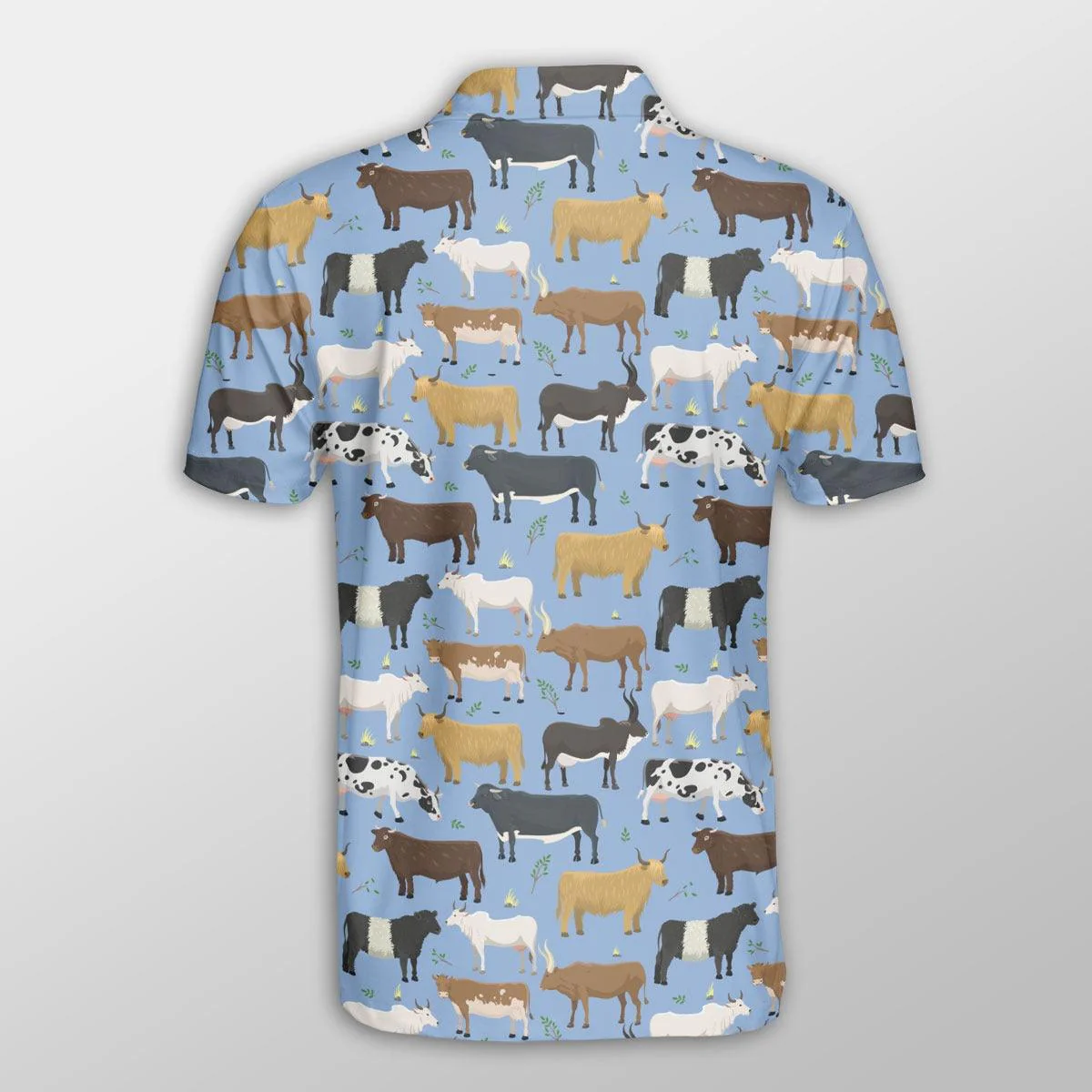 Cattle Men Polo Shirts - Cattle Pattern Button Shirts For Men - Perfect Gift For Cattle Lovers, Farm Lovers - Image 3