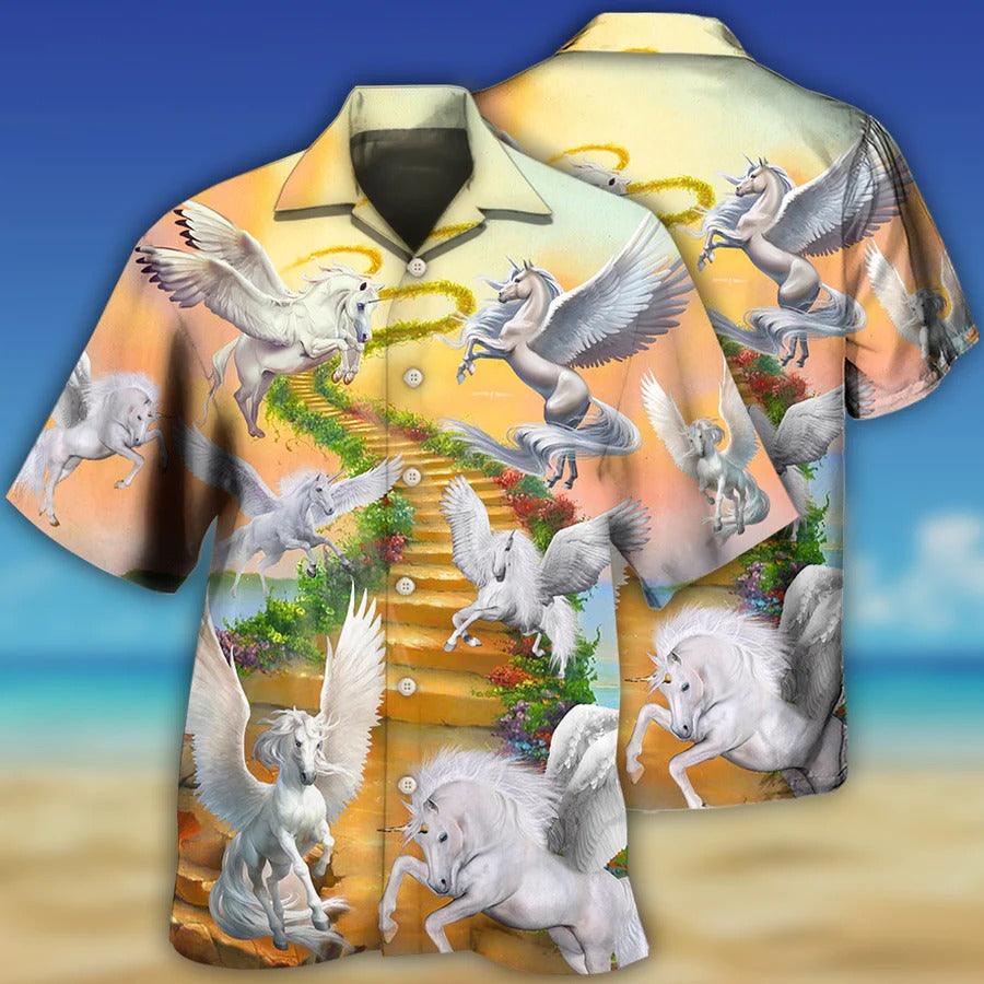 Celestial Horse Hawaiian Shirts - Celestial Horse On The Way To Heaven Hawaiian Shirt For Summer - Perfect Gift For Men, Celestial Horse Lovers