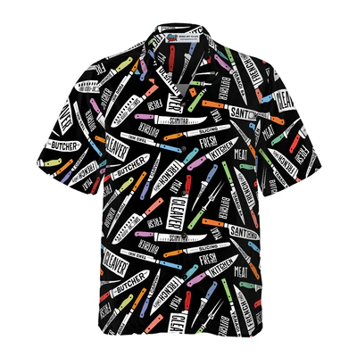Chef Hawaiian Shirt, Meat & Fish Cutting Knives Chef Aloha Shirt For Men - Gift For Chef, Husband, Boyfriend, Family, Friends - Image 2
