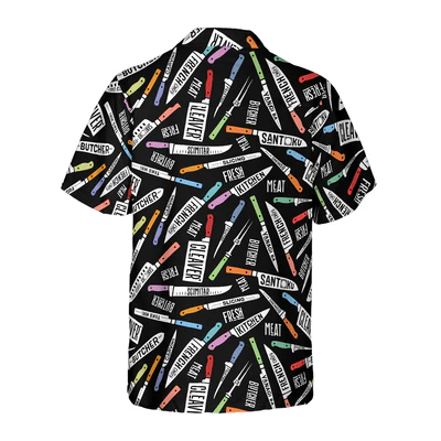 Chef Hawaiian Shirt, Meat & Fish Cutting Knives Chef Aloha Shirt For Men - Gift For Chef, Husband, Boyfriend, Family, Friends - Image 3