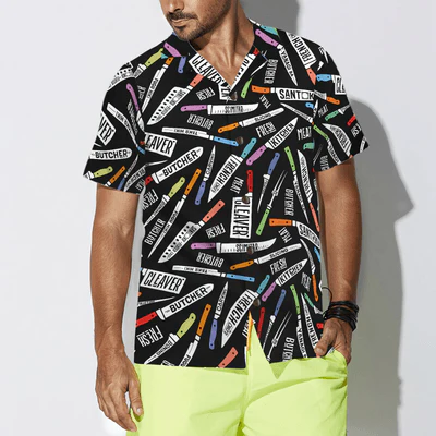 Chef Hawaiian Shirt, Meat & Fish Cutting Knives Chef Aloha Shirt For Men - Gift For Chef, Husband, Boyfriend, Family, Friends - Image 4