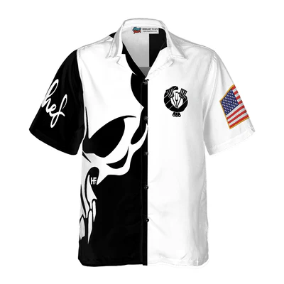 Chef Hawaiian Shirt, Skull Chef American Flag Aloha Shirt For Men - Perfect Gift For Chef, Husband, Boyfriend, Friend, Family - Image 2