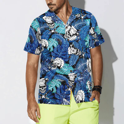Chef Hawaiian Shirt, Tropical Leaves Blue Chef Aloha Shirt For Men - Gift For Chef, Husband, Boyfriend, Family, Friends - Image 4