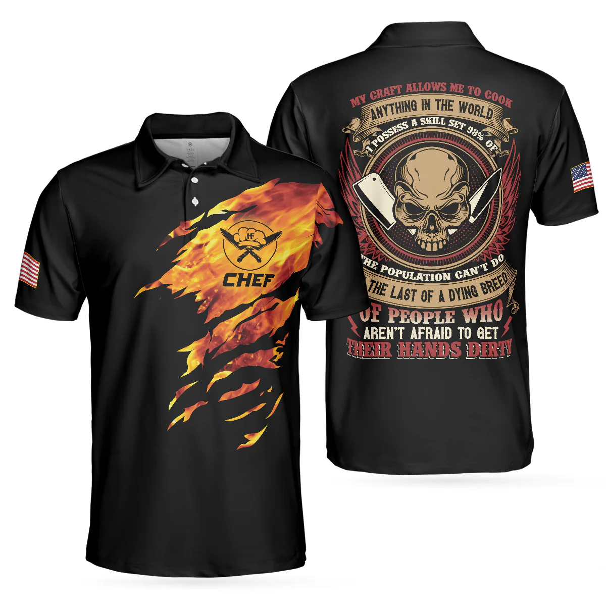 Chef My Craft Allows Me To Cook Anything Short Sleeve Polo Shirt, Skull Polo Shirt, Best Disc Golf Shirt For Men - Image 2