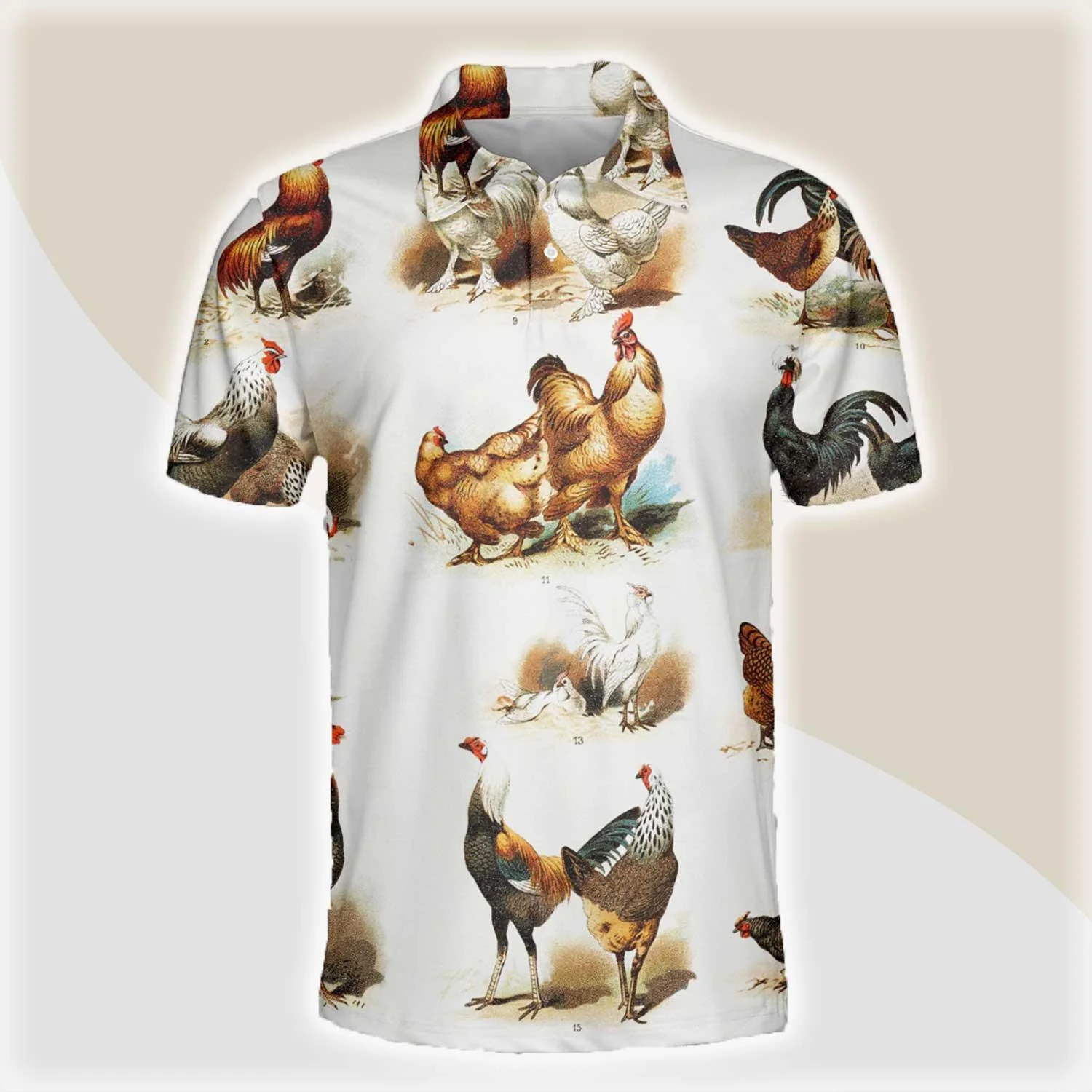 Chicken Men Polo Shirts - Chicken Pattern Button Shirts For Men - Perfect Gift For Chicken Lovers, Animal Lovers