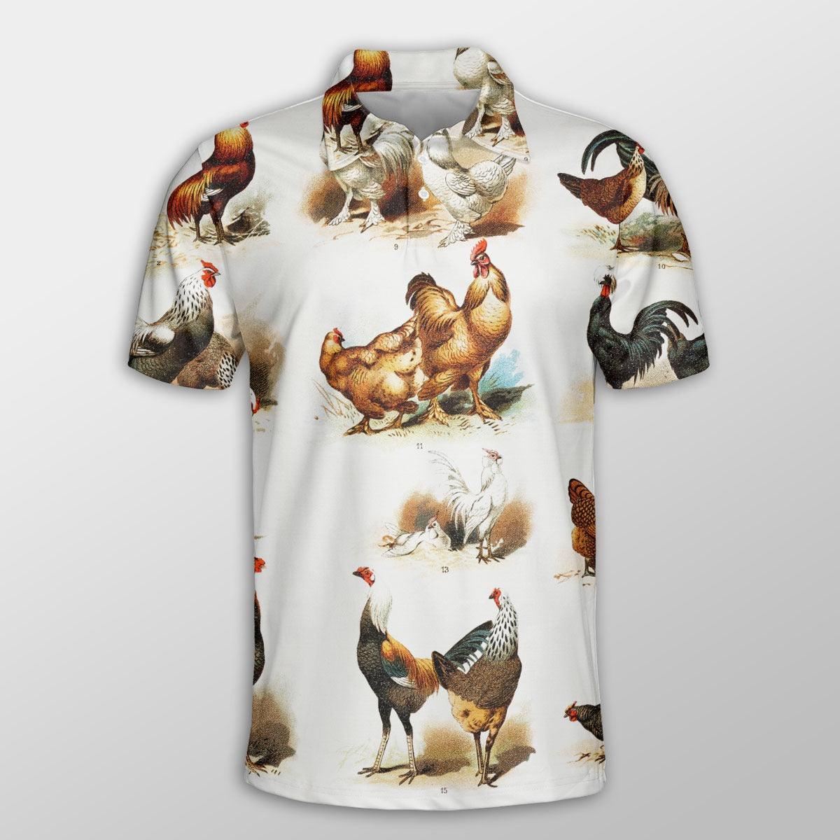 Chicken Men Polo Shirts - Chicken Pattern Button Shirts For Men - Perfect Gift For Chicken Lovers, Animal Lovers - Image 2
