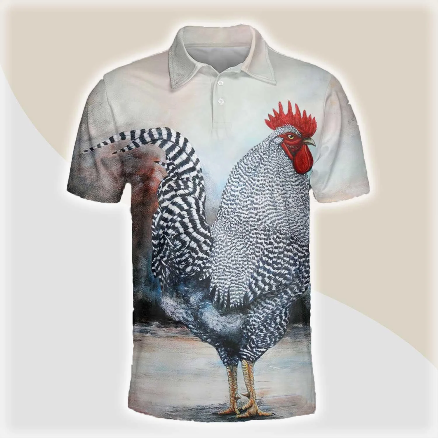 Chicken Men Polo Shirts For Summer - Cock Chicken Pattern Button Shirts For Men - Perfect Gift For Chicken Lovers, Animal Lovers